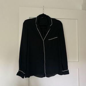 Zara Black & White PJ Blouse